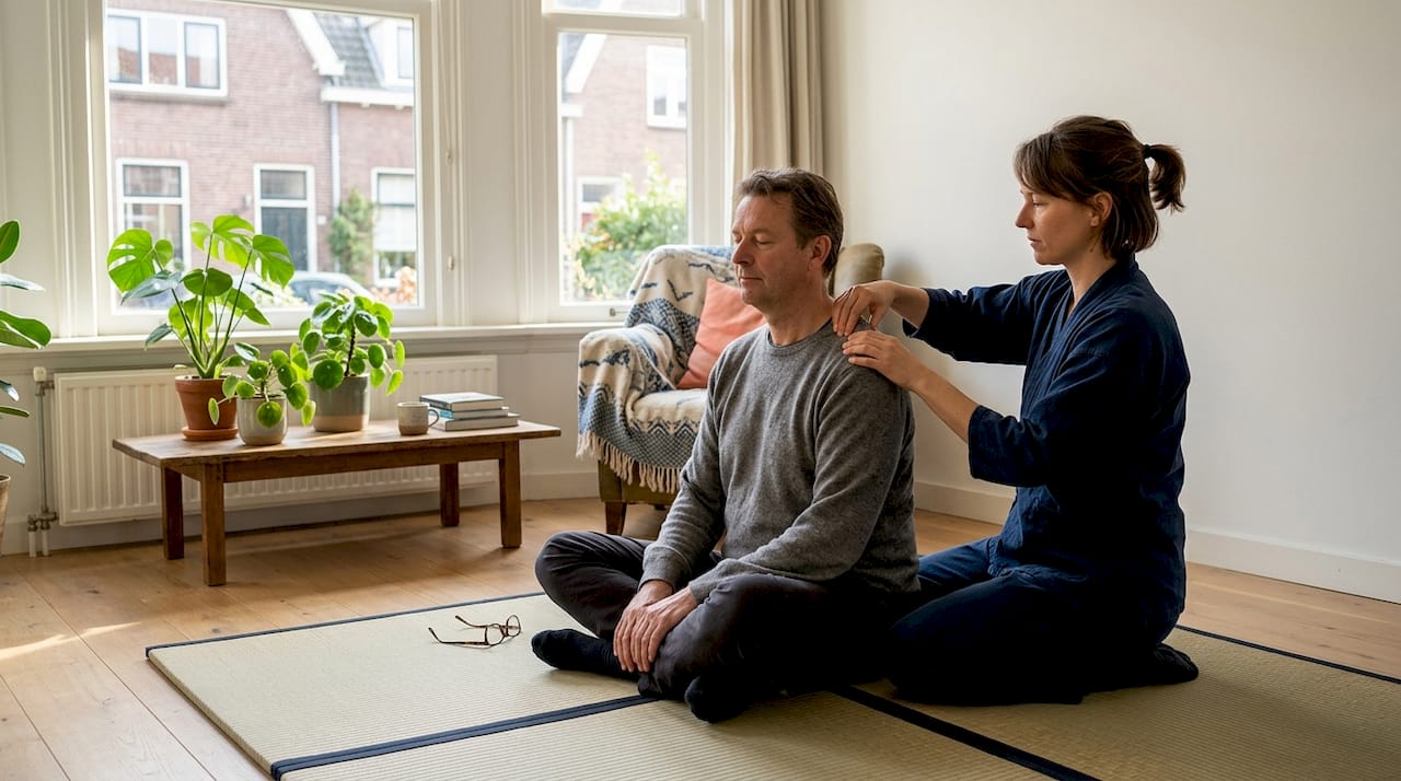 Geniet van een ontspannende shiatsumassage gewoon bij je thuis, in je eigen gezellige woonkamer.