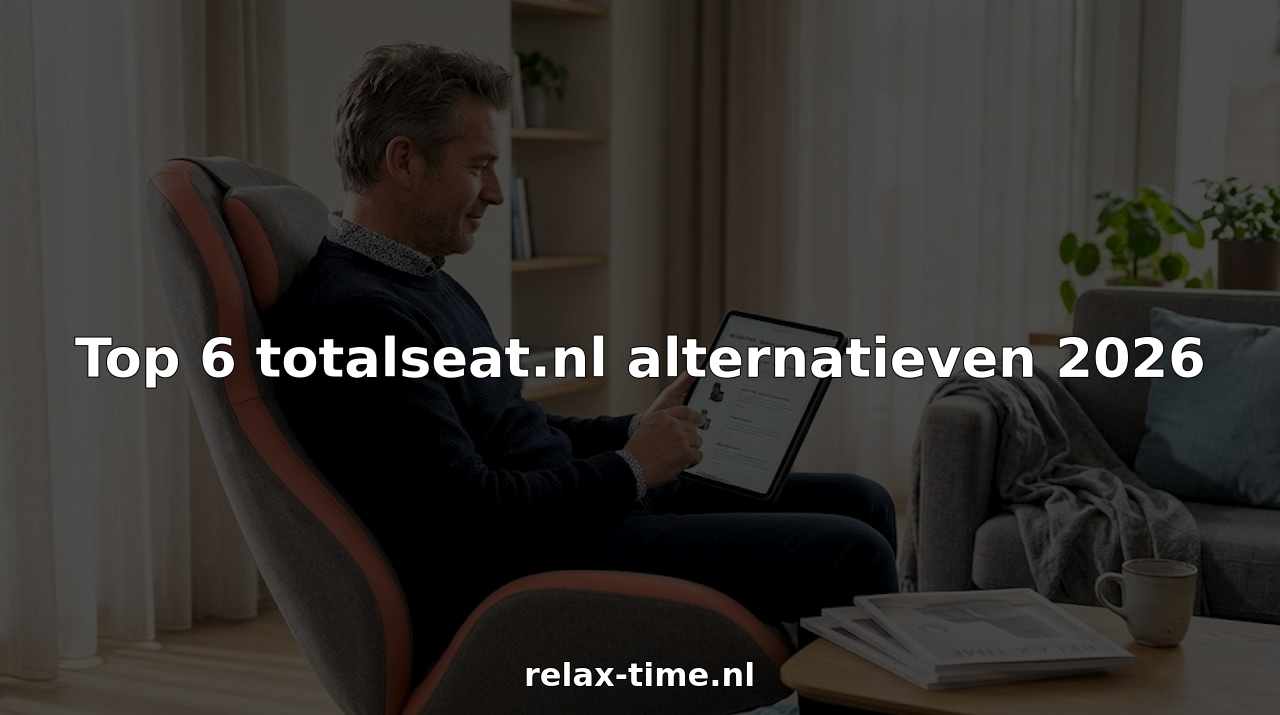 Man bekijkt en vergelijkt verschillende massagestoelen in zijn woonkamer.