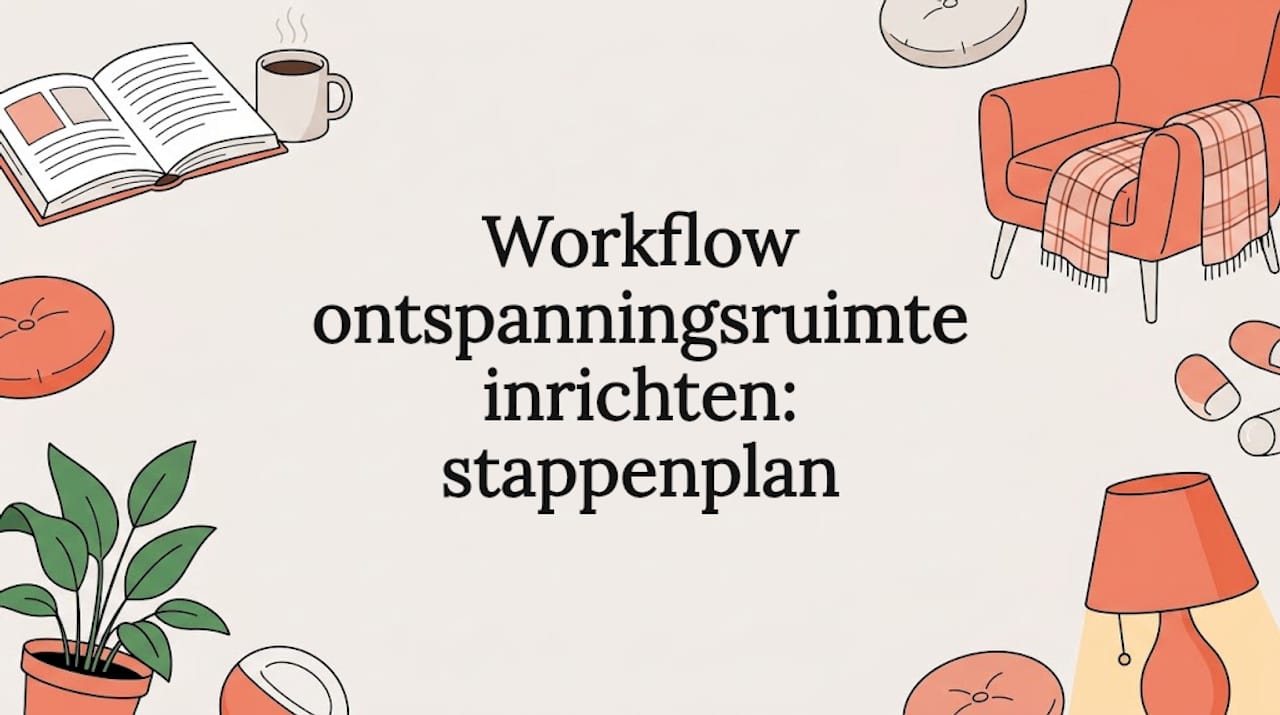 Sfeervolle illustratie voor de titelkaart van de ontspanningsruimte binnen de workflow