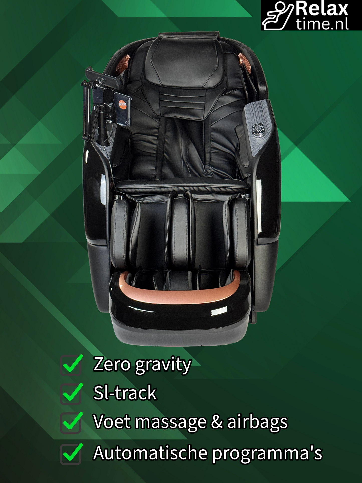 Galileo™ Massagestoel Zwart – Zero Gravity & Full Body Massage