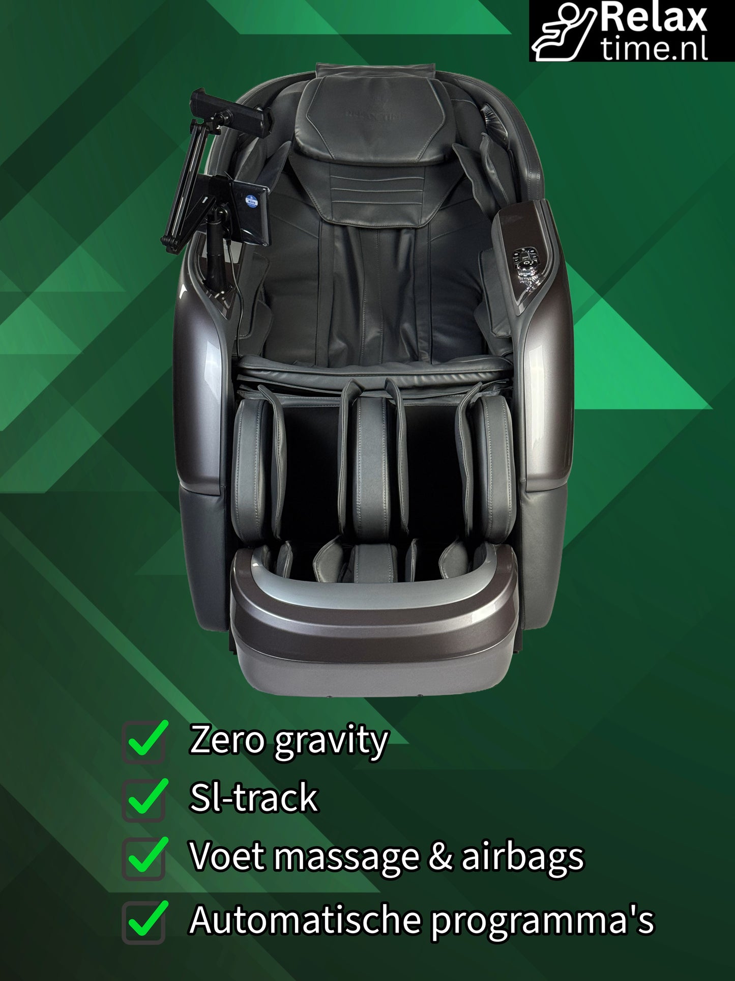 Galileo™ Massagestoel Grijs – Zero Gravity Luxe met 12 Programma’s