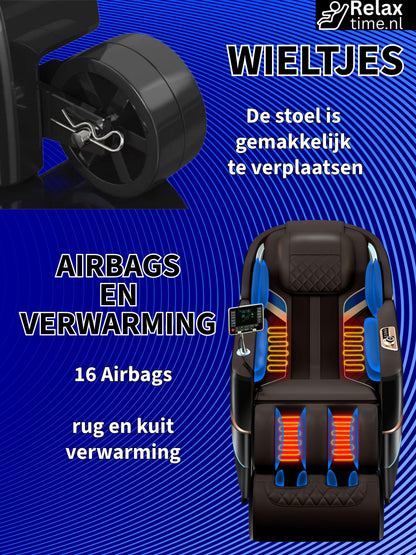 Triton™ Massagestoel Zwart/Bruin – 8 Technieken & Verstelbare Massagebreedte