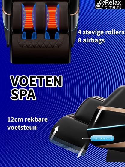 Triton™ Massagestoel Zwart/Bruin – 8 Technieken & Verstelbare Massagebreedte
