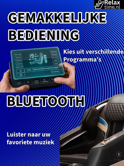 Triton™ Massagestoel Zwart/Bruin – 8 Technieken & Verstelbare Massagebreedte