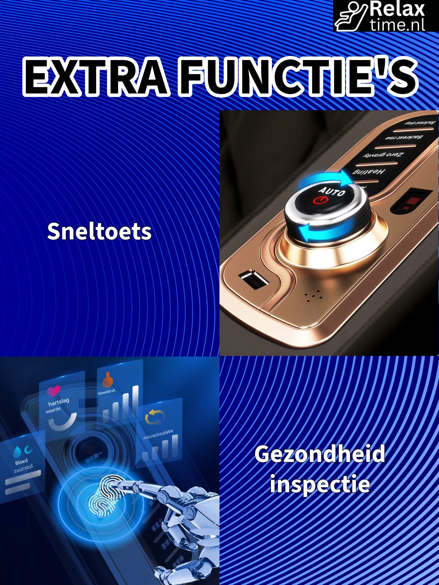 Triton™ Massagestoel Zwart/Bruin – 8 Technieken & Verstelbare Massagebreedte