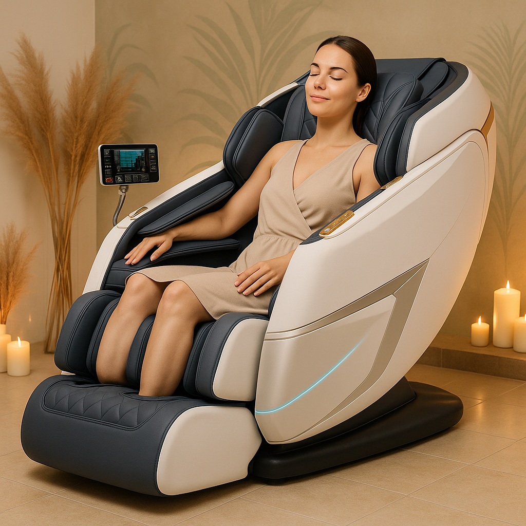 Triton™ Massagestoel Grijs – Compacte Wellnessstoel met 8 Technieken